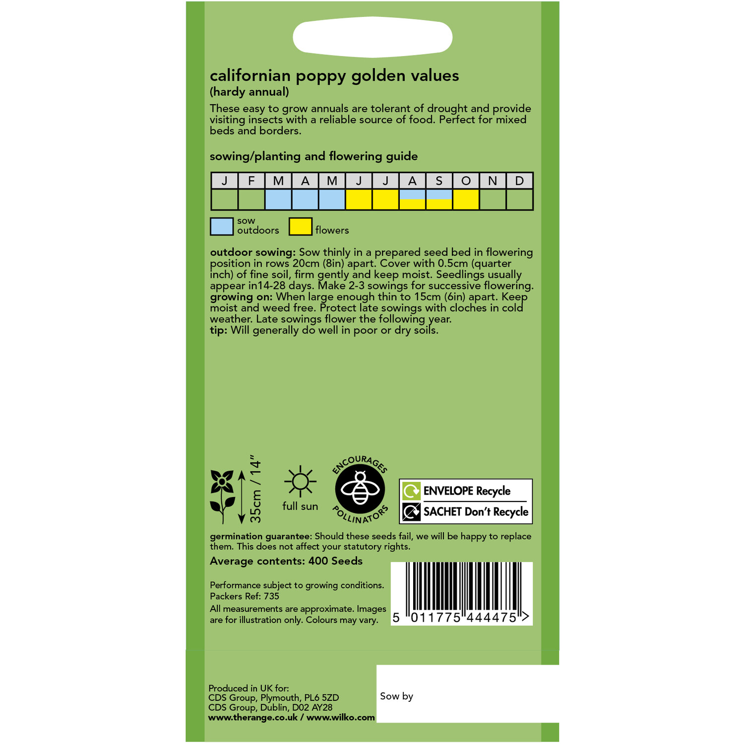 Wilko Californian Poppy Golden Values Seeds Image 2