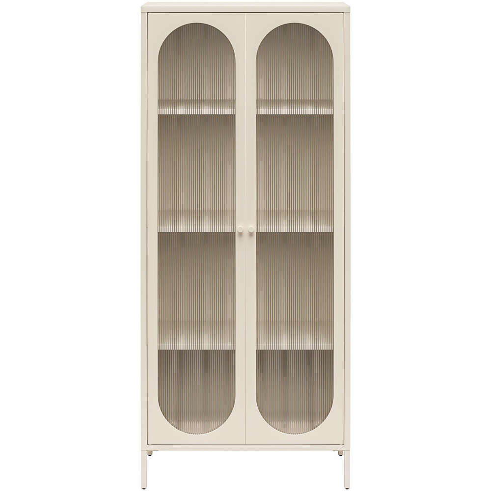 Dorel Luna 2 Door Tall Parchment Fluted Glass Accent Cabinet Image 3