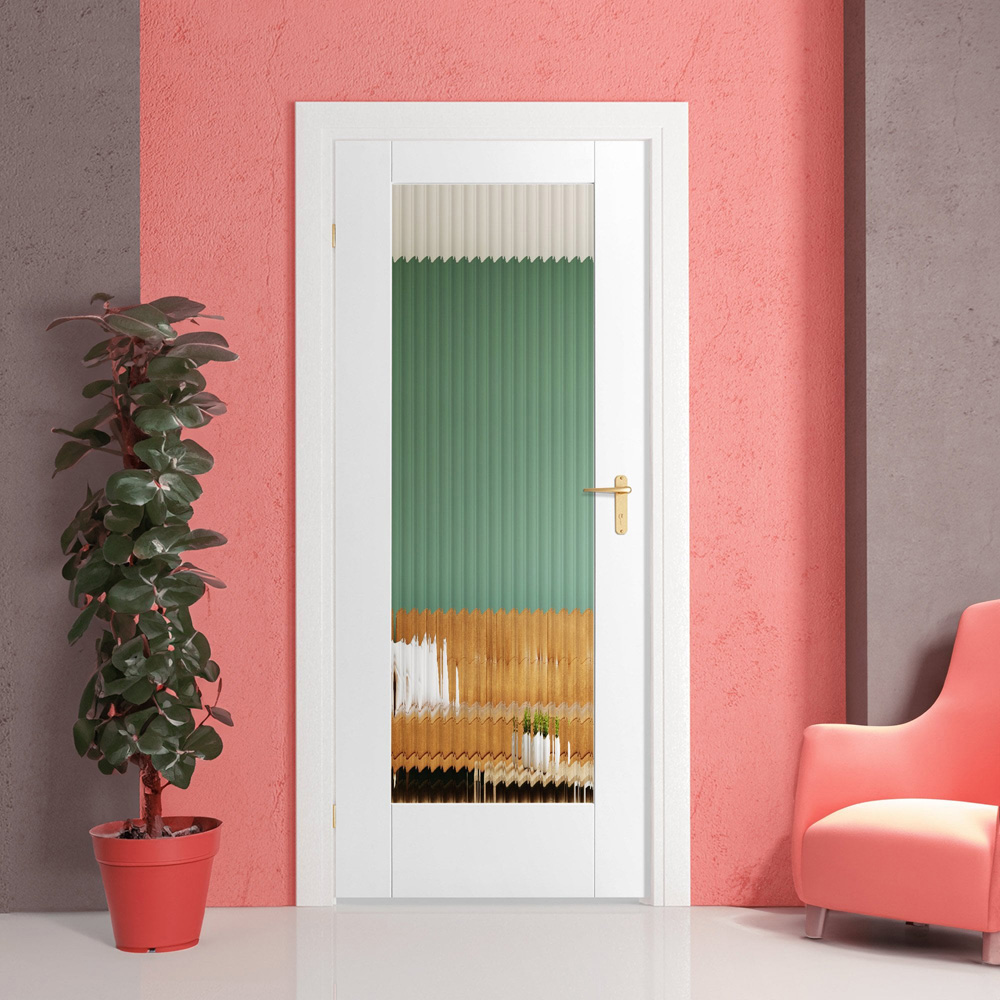 White Primed Pattern 10 Reeded Glass Internal Door 1981 x 838mm Image 2