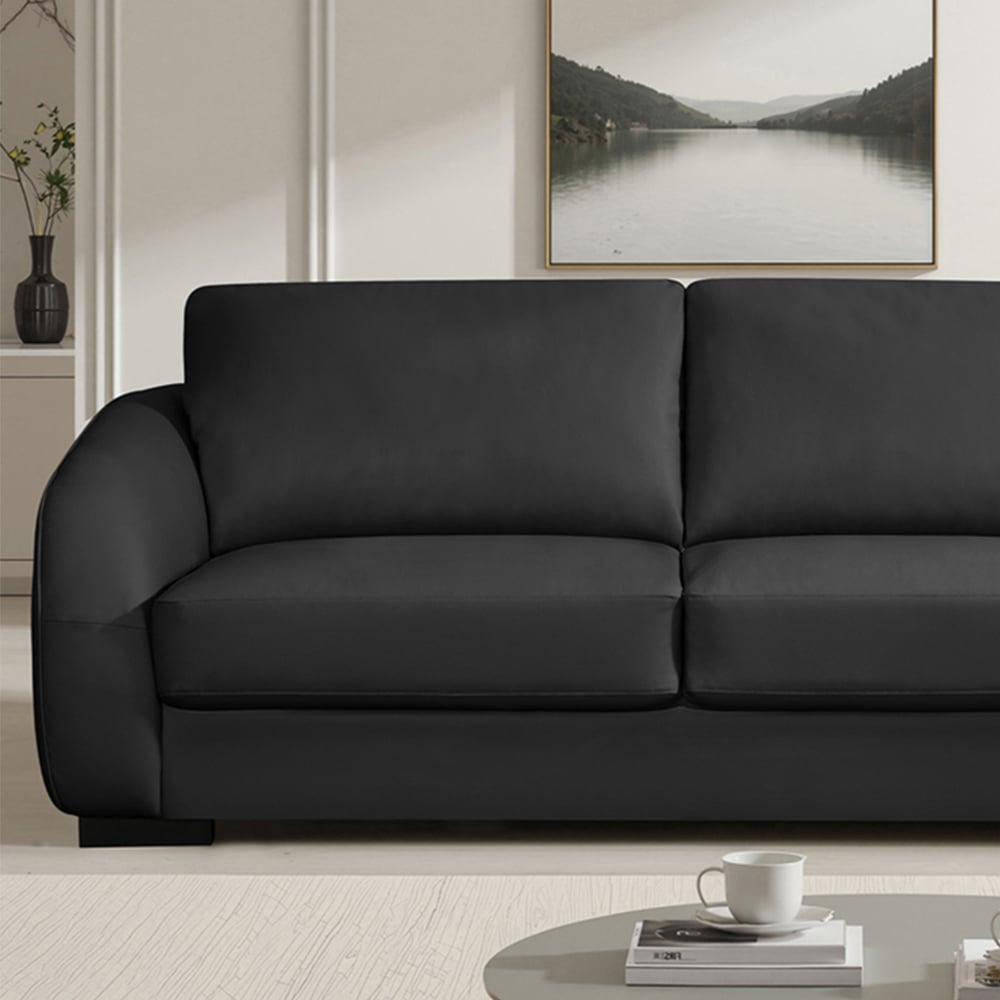 Artemis Home Brandon 3 Seater Black Bonded Sofa Image 2