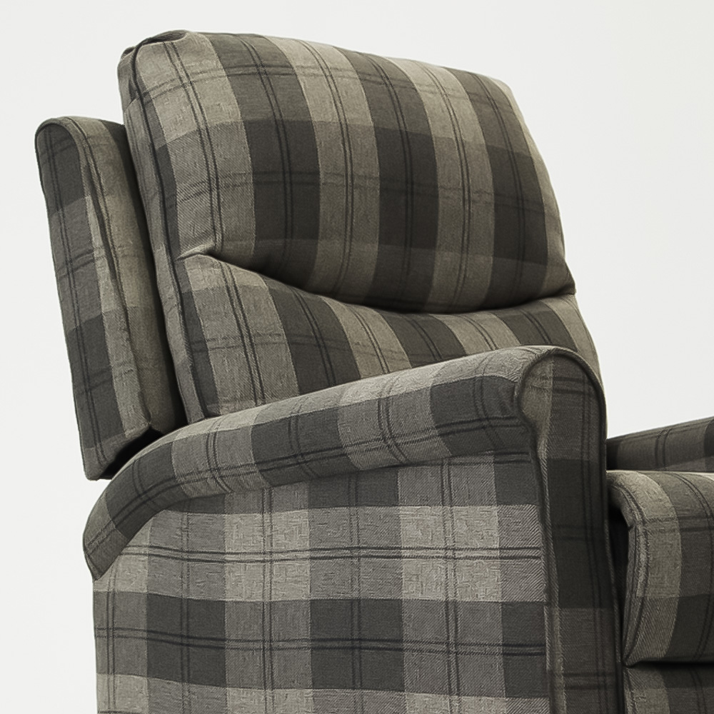 Home Detail Evan Grey Tartan Manual Recliner Chair Image 3