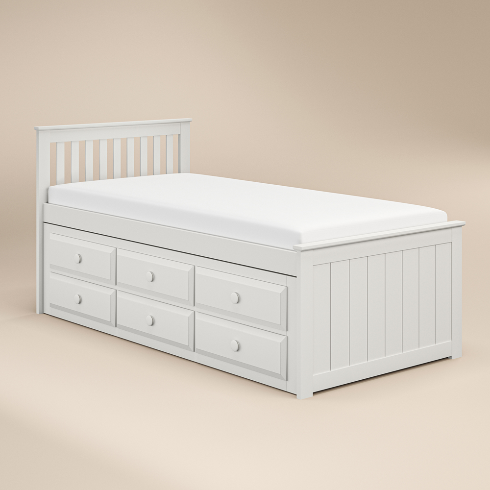 Flair Montana Captain's Single White 3 Drawer Wooden Guest Bed with Trundle Image 2