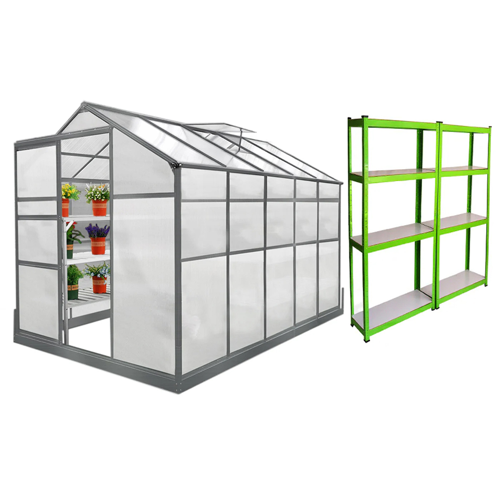 MonsterShop 6 x 10ft Greenhouse with Base and Racks Image 1
