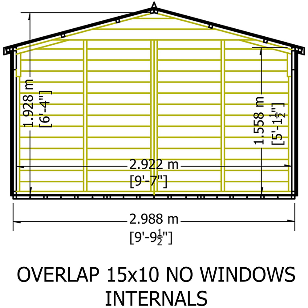 Shire 10 x 15ft Double Door Overlap Apex Wooden Shed Image 8