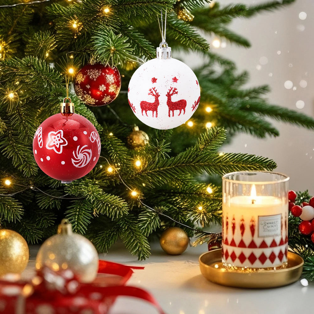Living and Home Red and White Christmas Tree Decoration Ornaments 40 Pack Image 2