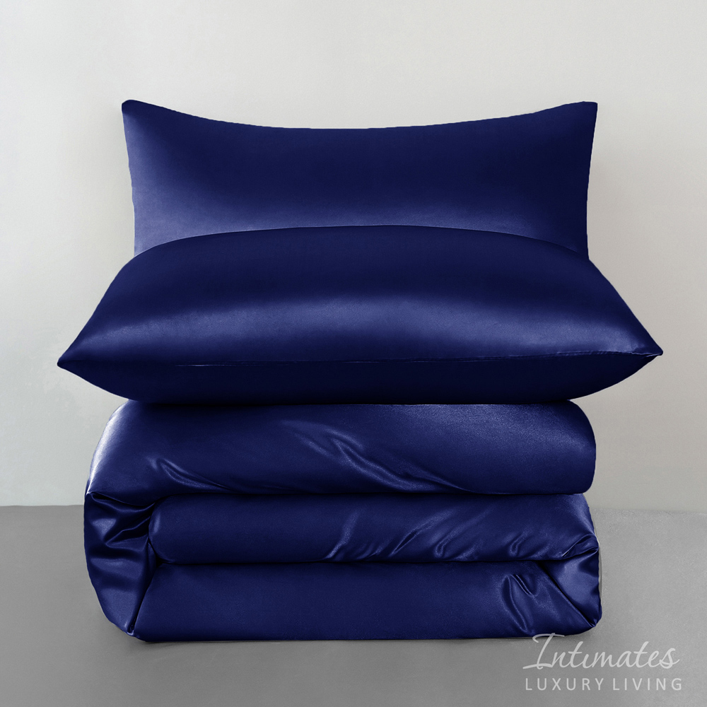 Intimates King Size Navy Satin Bedding Set Image 3
