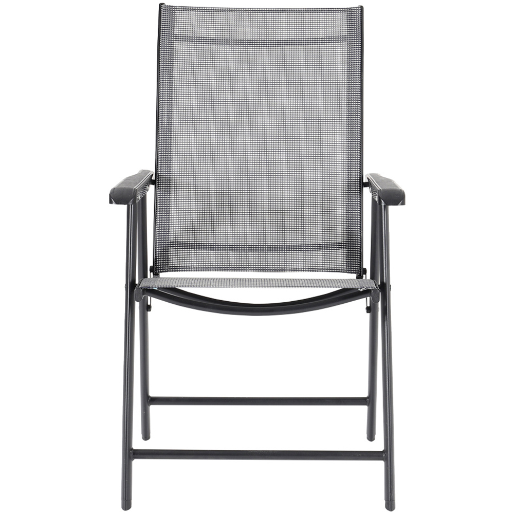 Living and Home Glass 4 Seater Round Garden Dining Set Black Image 3