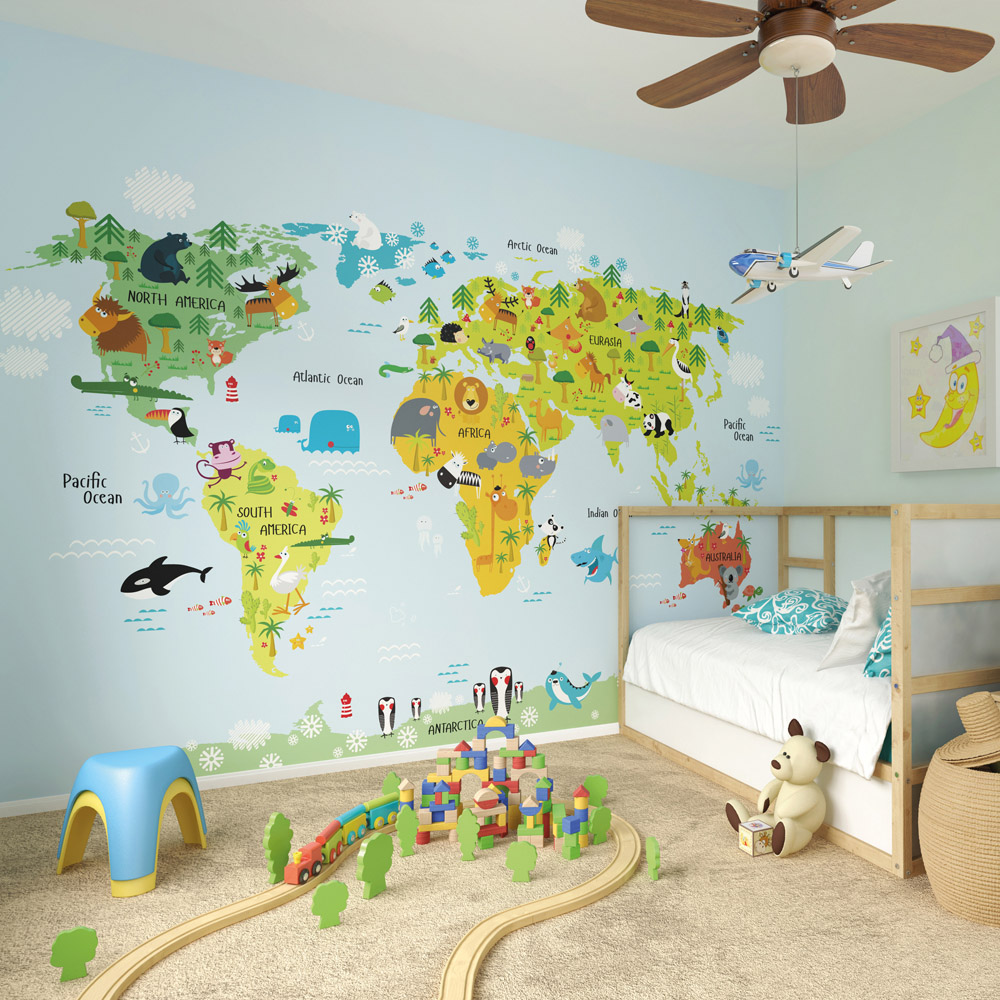 Origin Murals Whole Wide World Multicolour Wall Mural Image 3