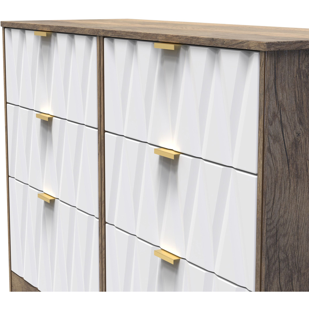 Crowndale Las Vegas 6 Drawer Matt White and Vintage Oak Chest of Drawers Ready Assembled Image 5