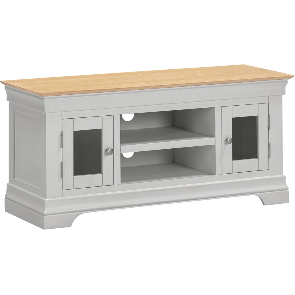 Seconique Bordeaux Pebble Grey and Oak Small TV Stand Image 2