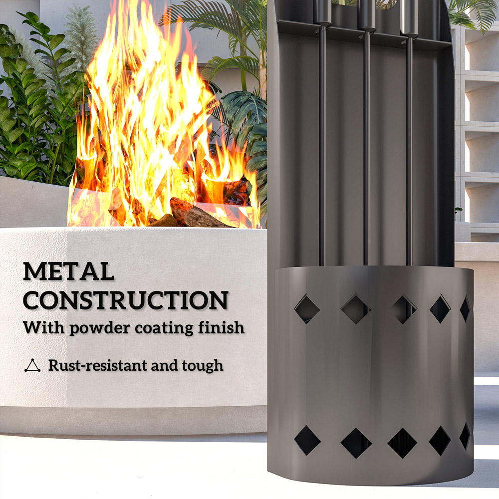 Outsunny 4 Piece Black Metal Fireplace Companion Set Image 8
