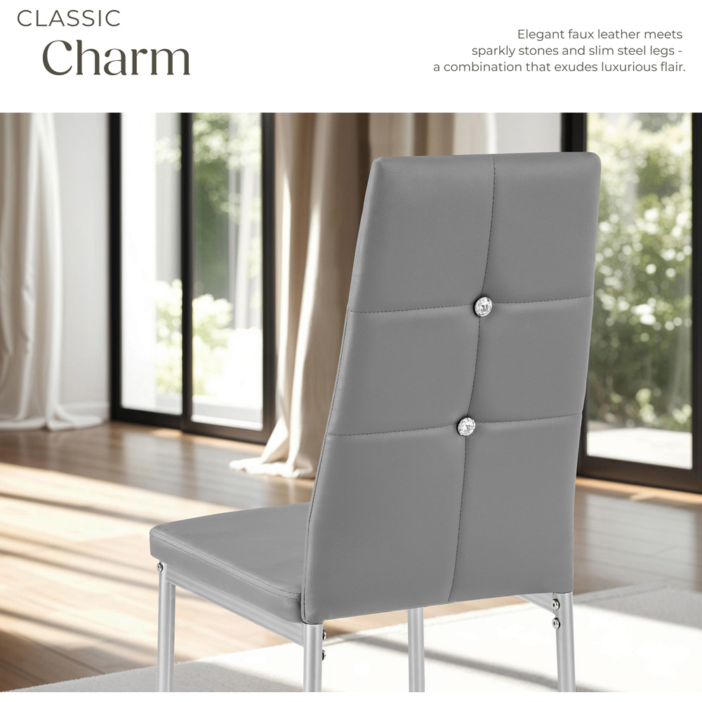 tectake Set of 6 Grey Rhinestone Highlight Dining Chairs Image 7