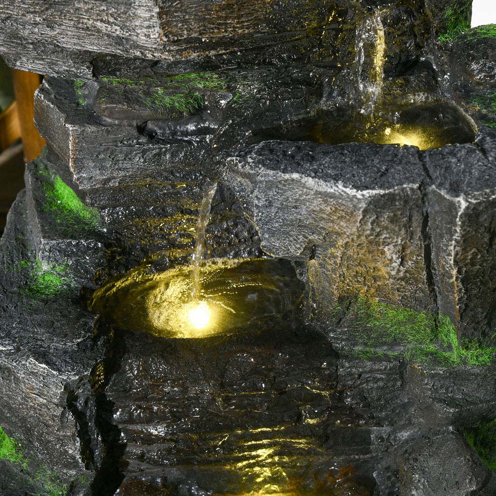 Outsunny Dark Grey Outdoor LED Garden Fountain Image 3