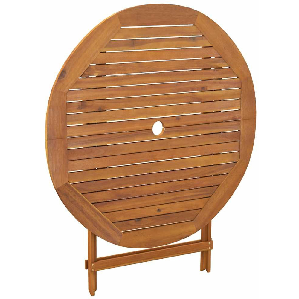 Walplus 2 Seater Foldable Solid Wood Acacia Garden Table with Parasol Hole Image 6