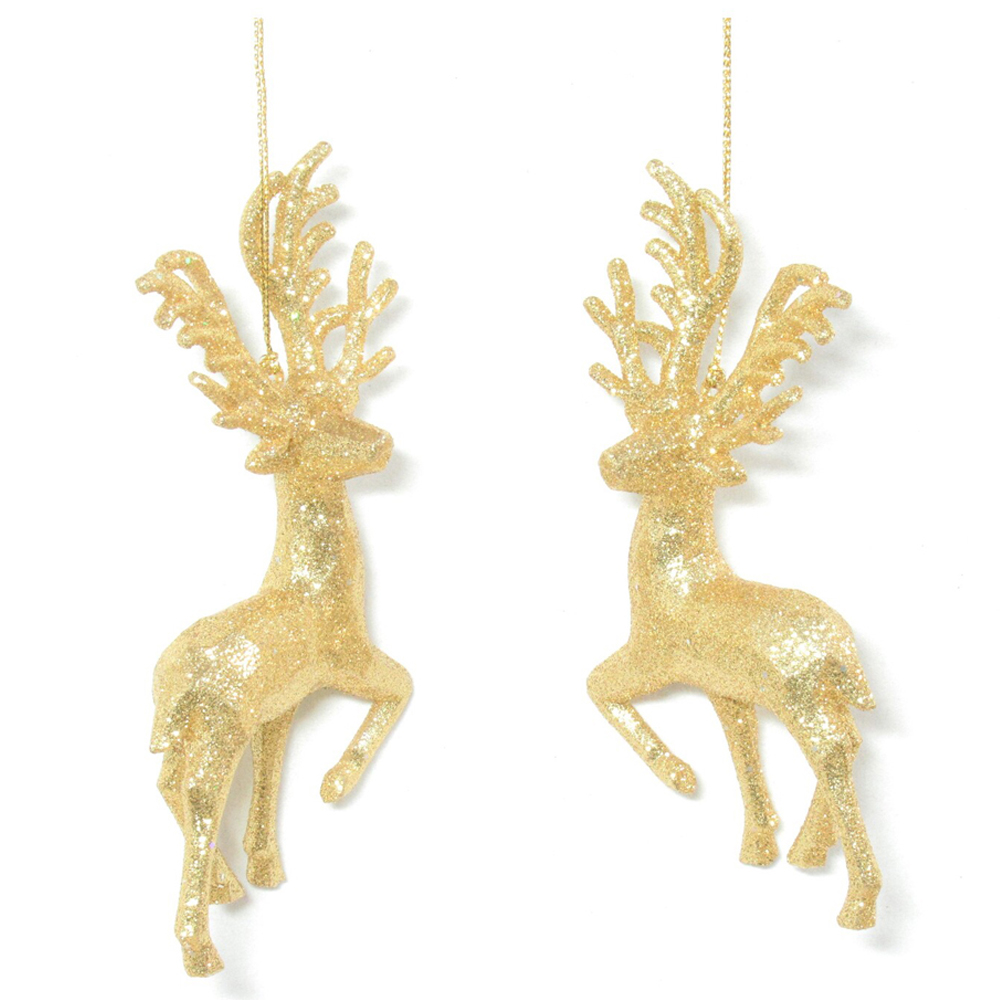 Glitter Reindeer Decoration Gold Image 4