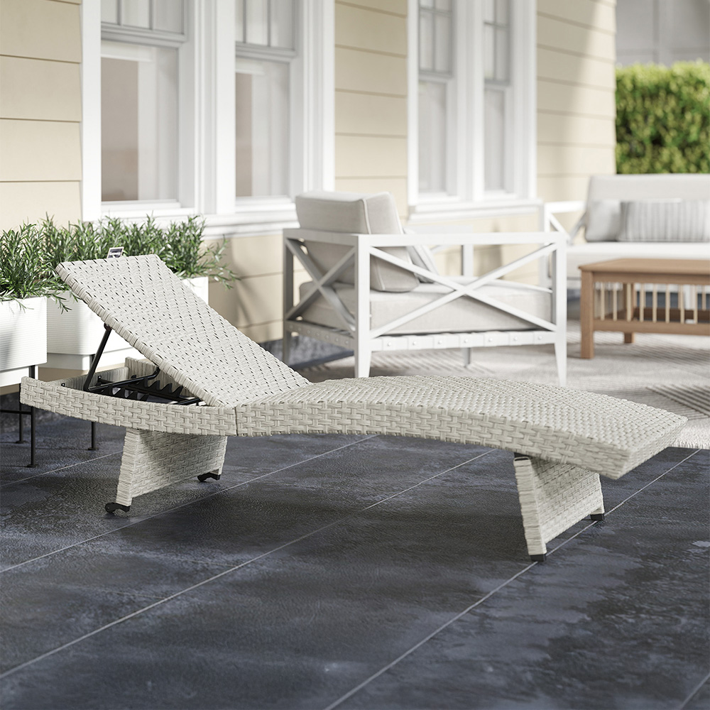 Outsunny Grey Rattan 4 Position Adjustable Sun Lounger Image 1