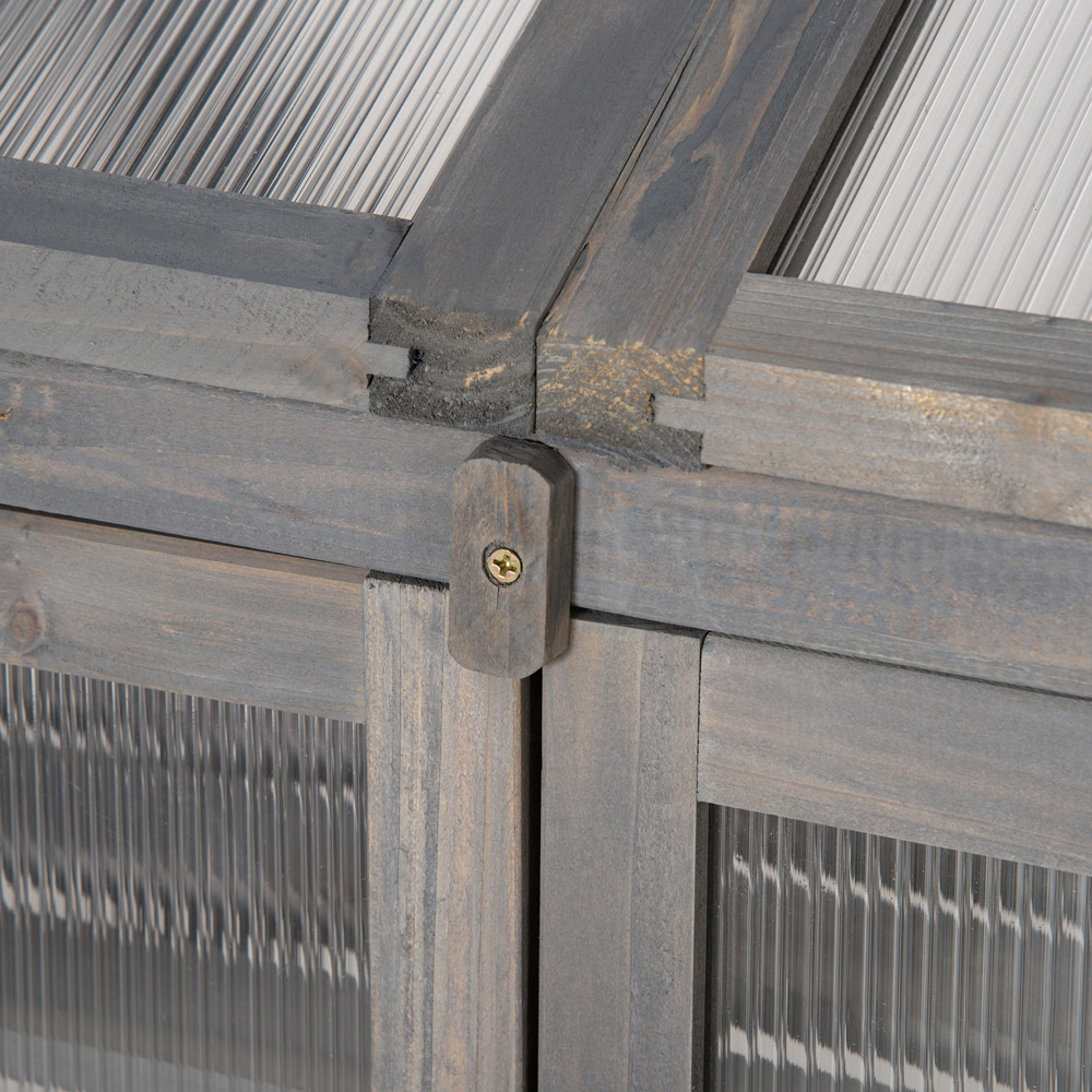 Outsunny 3 Tier Grey Wooden Polycarbonate 1.6 x 4ft Greenhouse Image 3