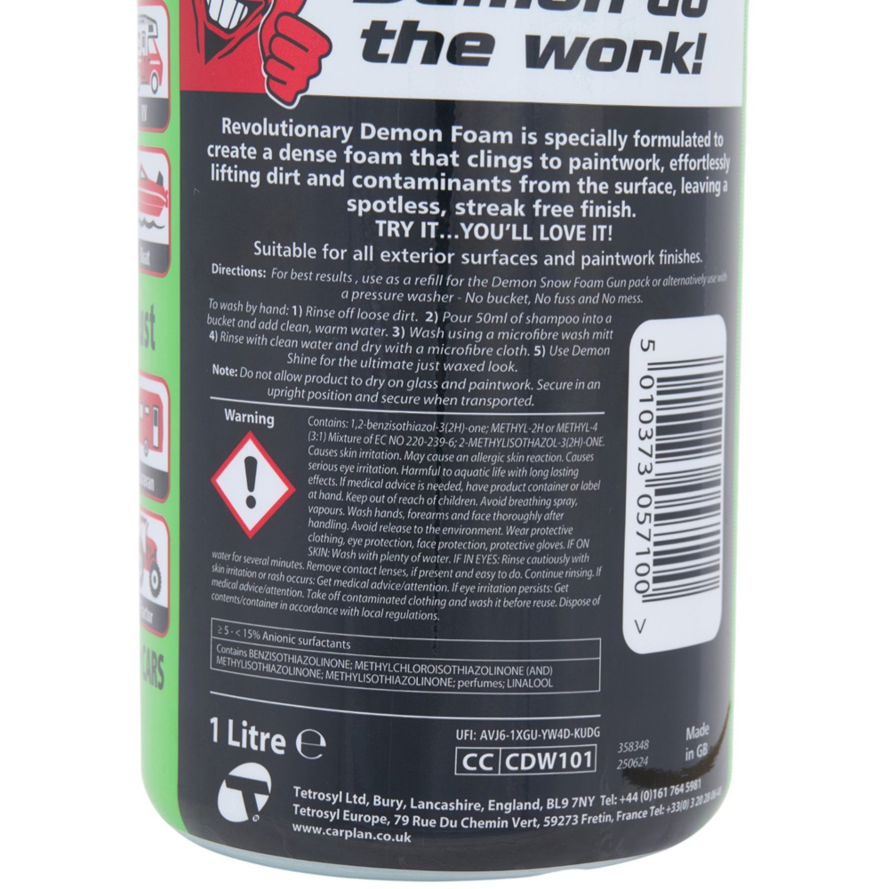 CarPlan Demon Wash Snow Foam Shampoo 1L Image 3