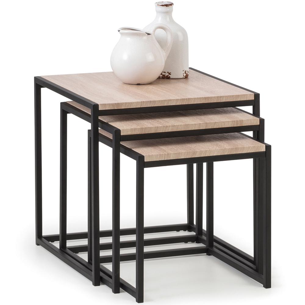Julian Bowen Tribeca Sonoma Oak Nest of Tables Set of 3 Image 3