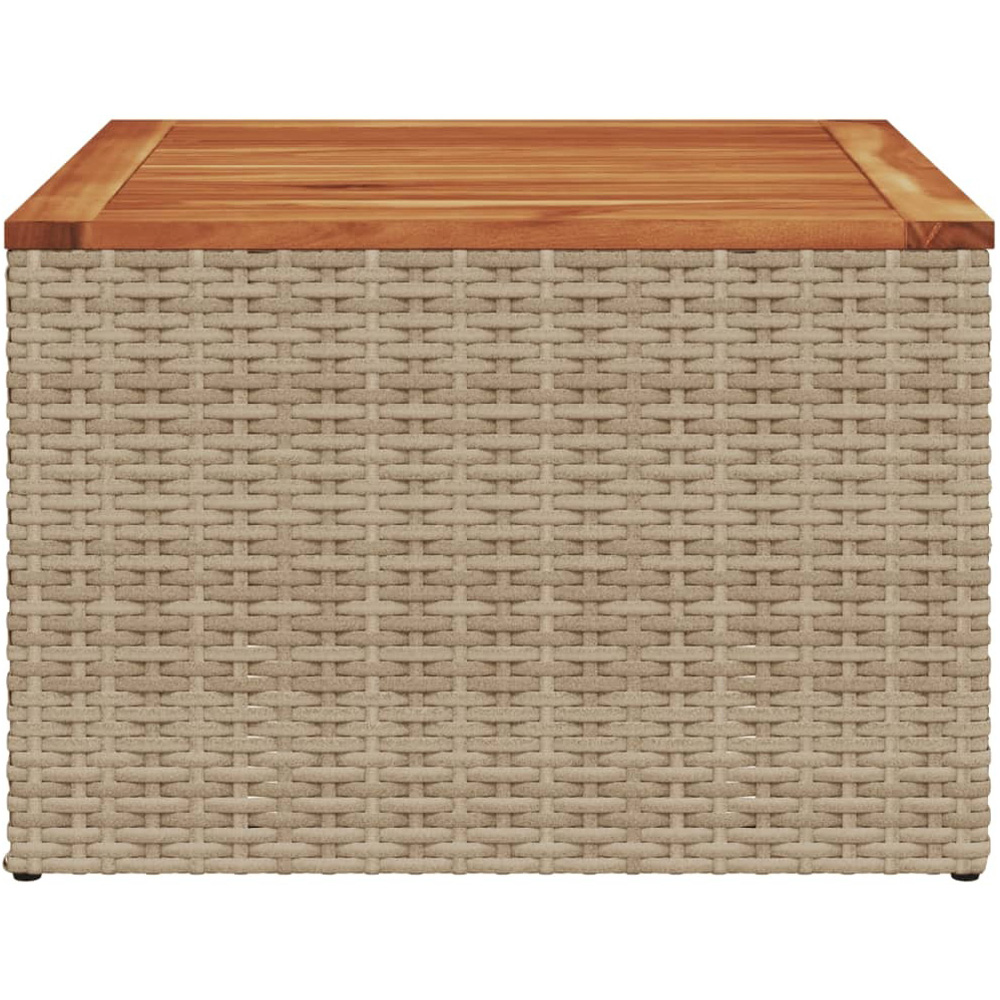 Walplus Beige Brown Poly Rattan Acacia Wood Top Garden Coffee Table Image 5
