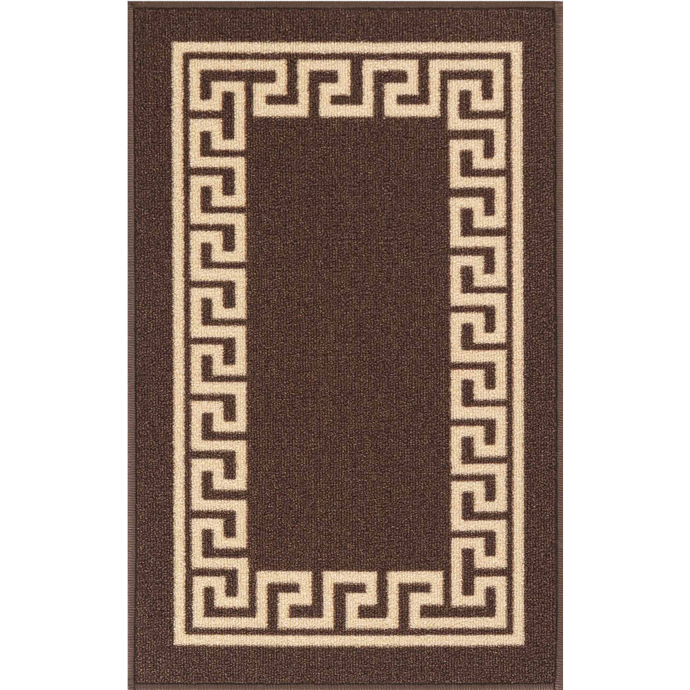 Desire Rugs Havana Brown Greek Key Anti Slip Door Mat 90 x 57cm Image 1