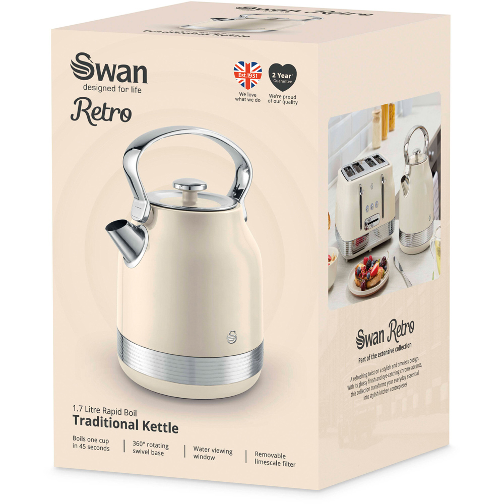 Swan Retro Revive Cream Rapid Boil 1.7L Traditional Kettle Image 2