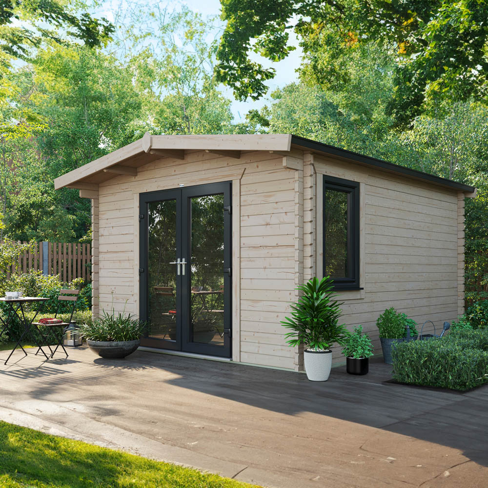 Power Sheds 14 x 12ft Centre Double Door Chalet Log Cabin Image 2
