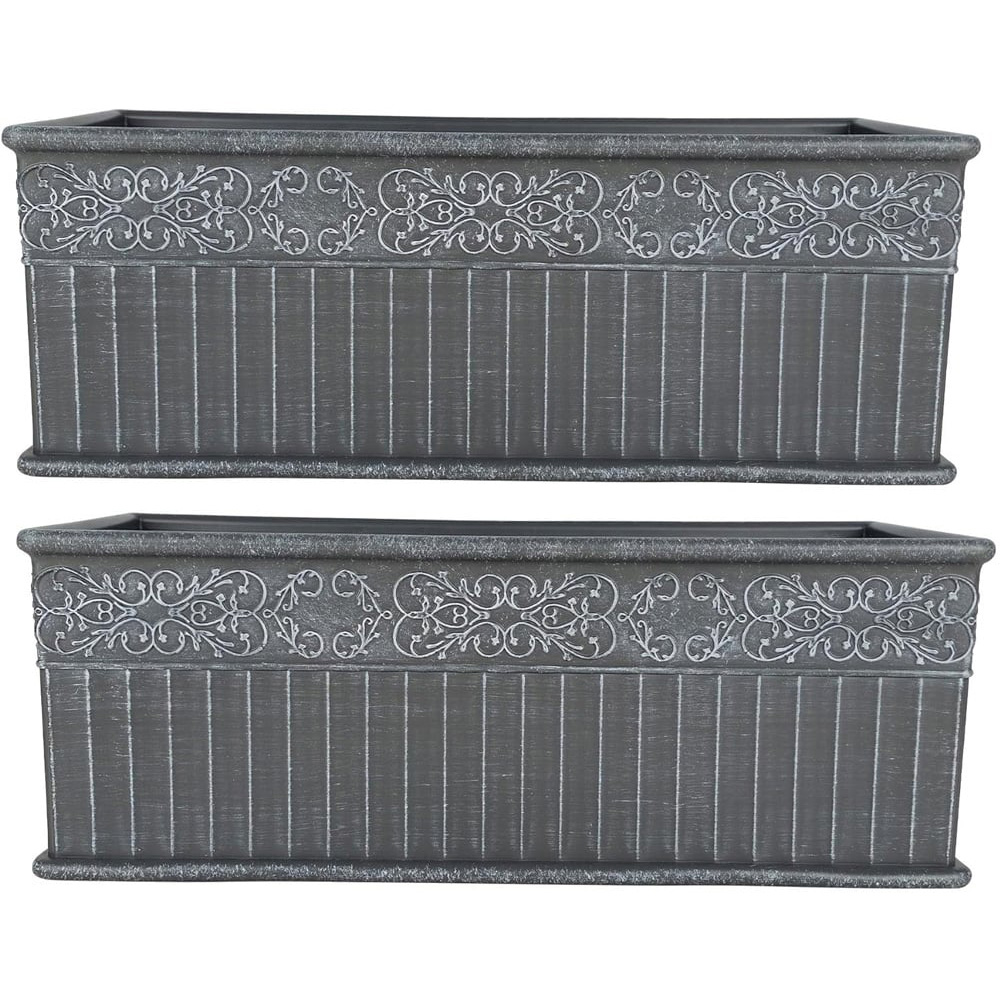 Garden Gear Trough Damask Lead Effect 45cm 2 Pack Image 1