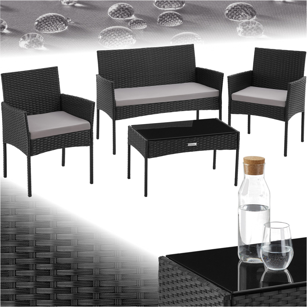 tectake Palese 4 Seater Black Rattan Garden Sofa Set Image 2