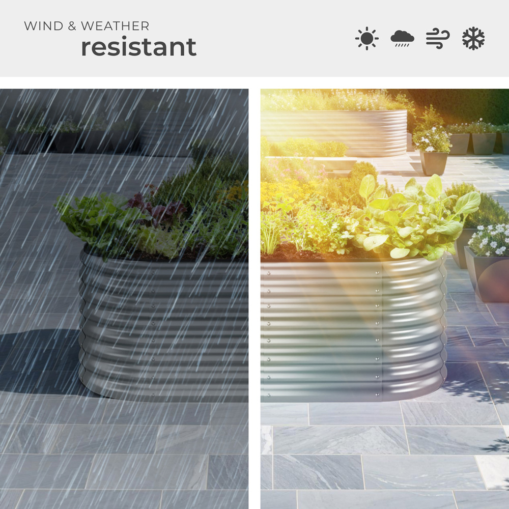 tectake Flora 160 x 80cm Silver Galvanised Steel Raised Garden Bed Image 8