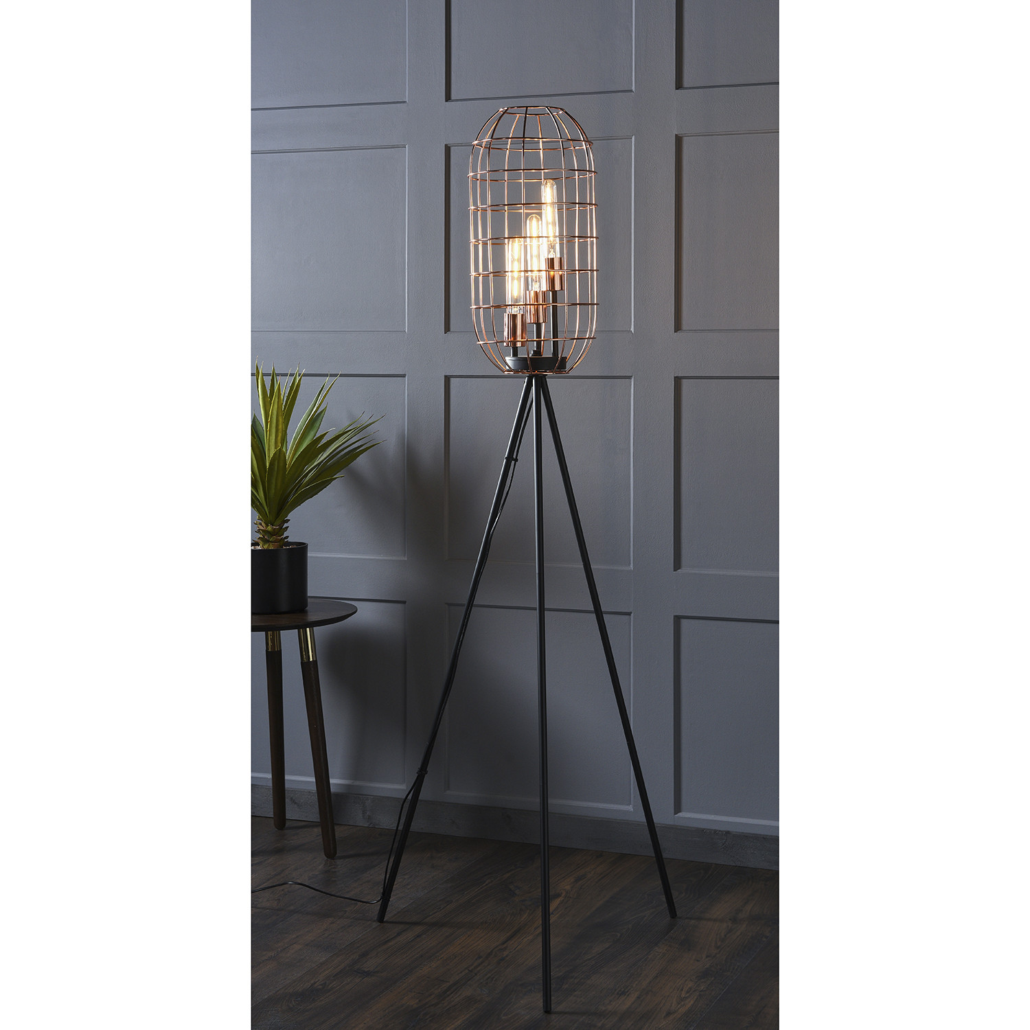3 Light Industrial Tripod Floor Lamp Image 3