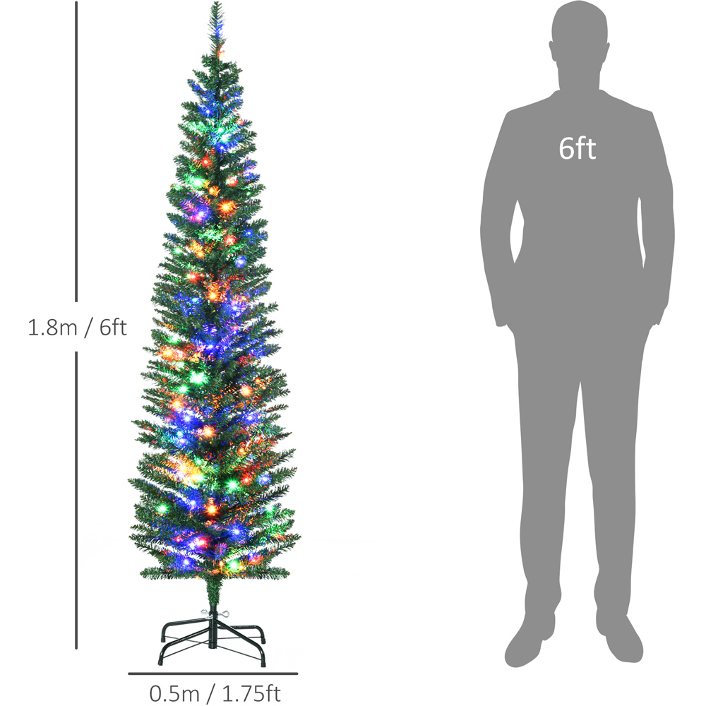Everglow Colourful LED Pre-Lit Green Pencil Shape Artificial Christmas Tree 6ft Image 7