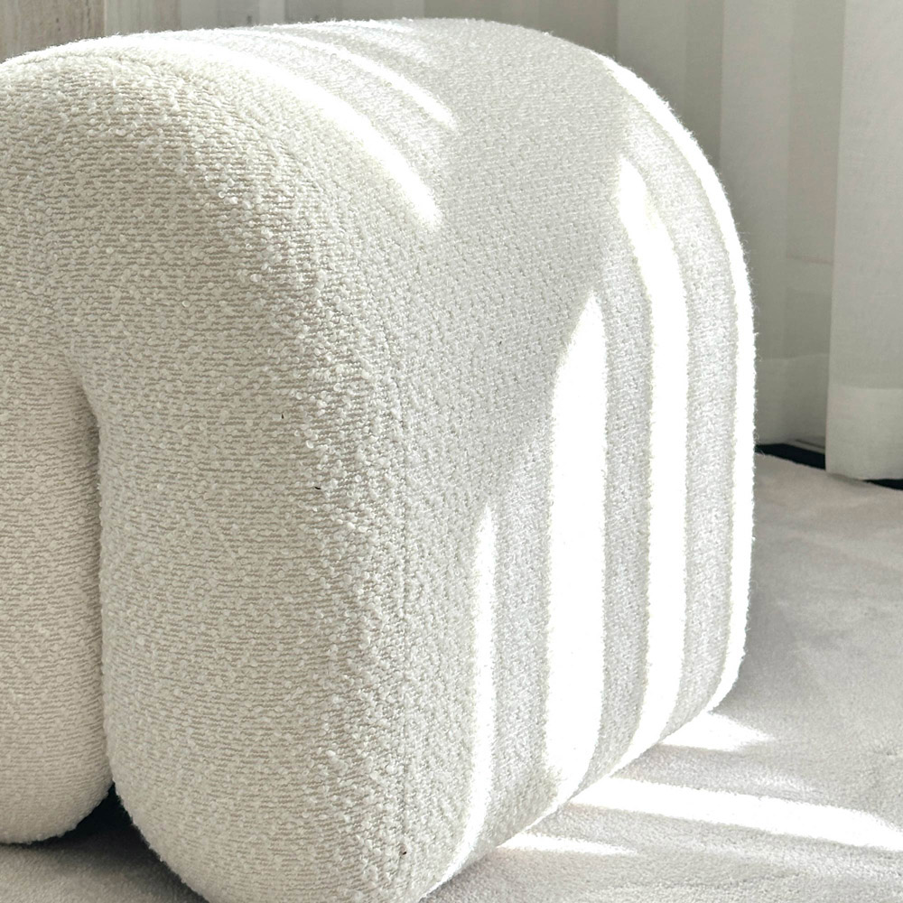 CARME Home Laurie Ivory Bouclé Stool Image 5