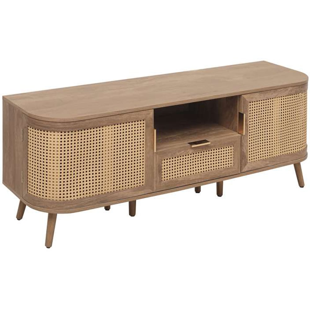Birlea Noah 2 Door Single Drawer Rattan Effect TV Unit Image 2