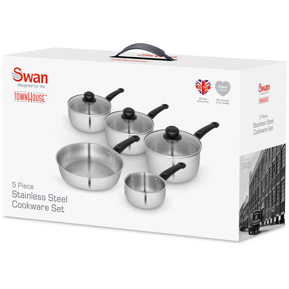 Swan Townhouse 5 Piece Stainless Steel Cookware Set Image 8