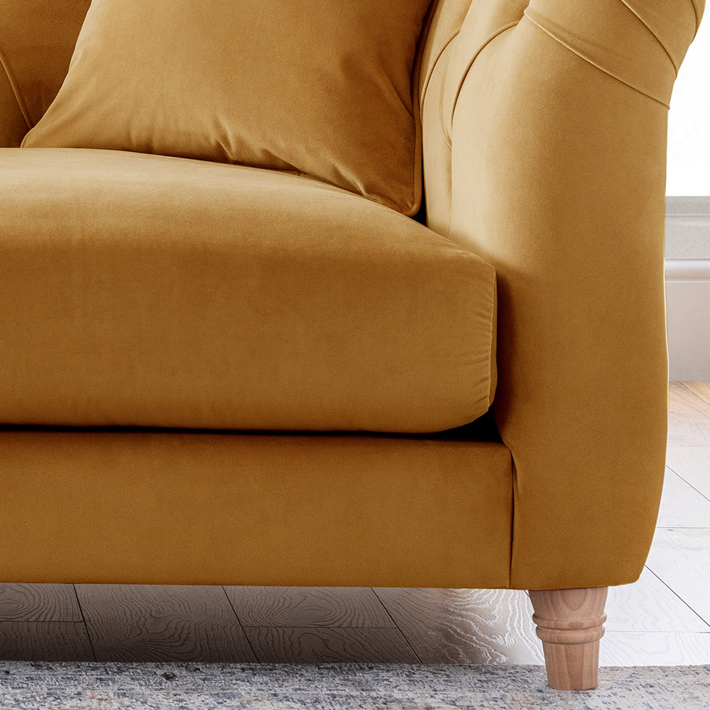 2 Seater Ochre Velvet Sofa Image 3
