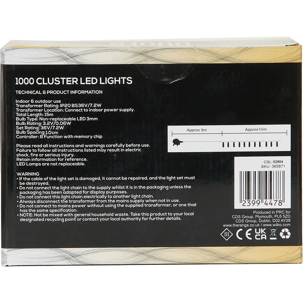 1000 Mixed White LED Multi Function Cluster String Light Image 3