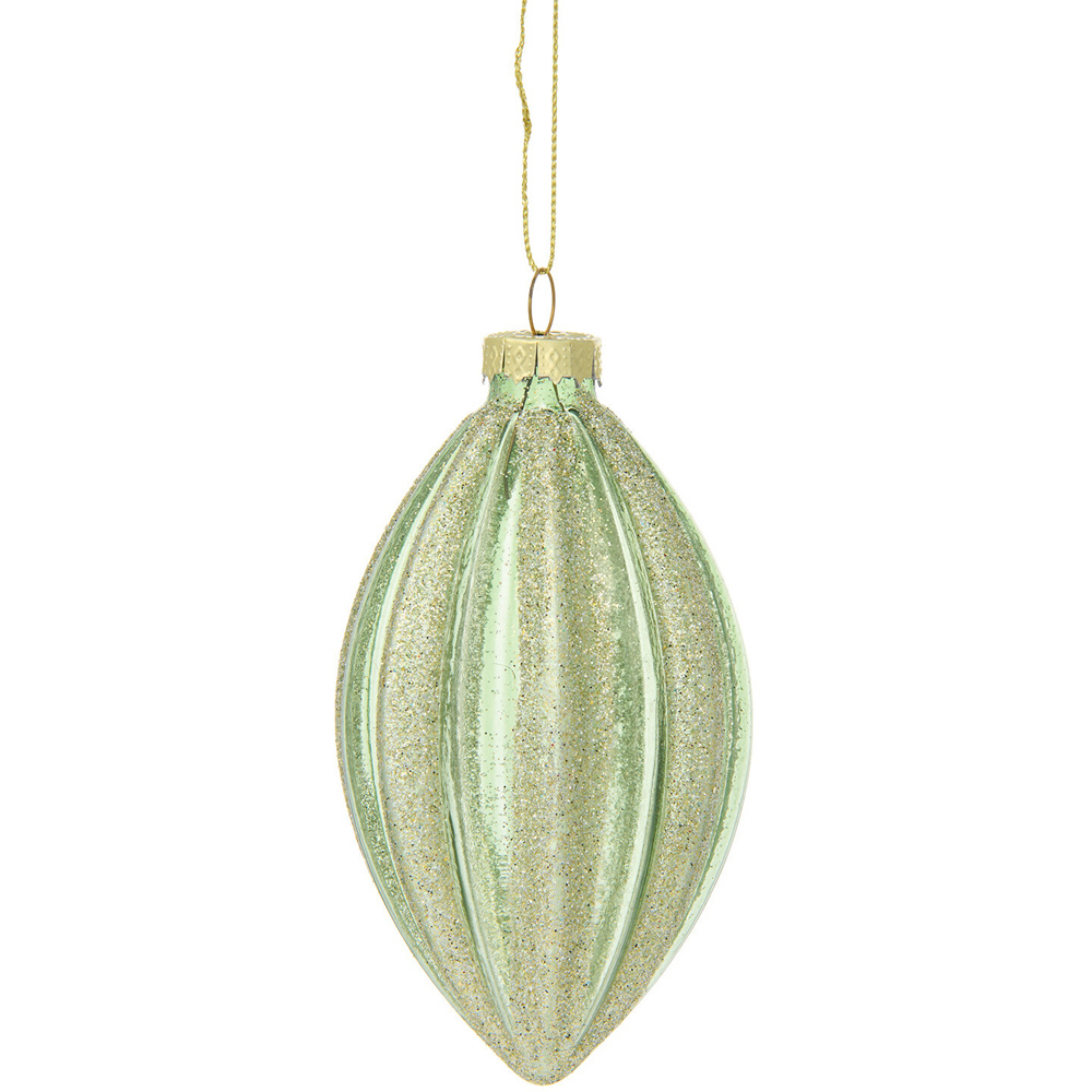 Single Royal Emerald Clear and Champagne Glitter Bauble in Assorted styles Image 4