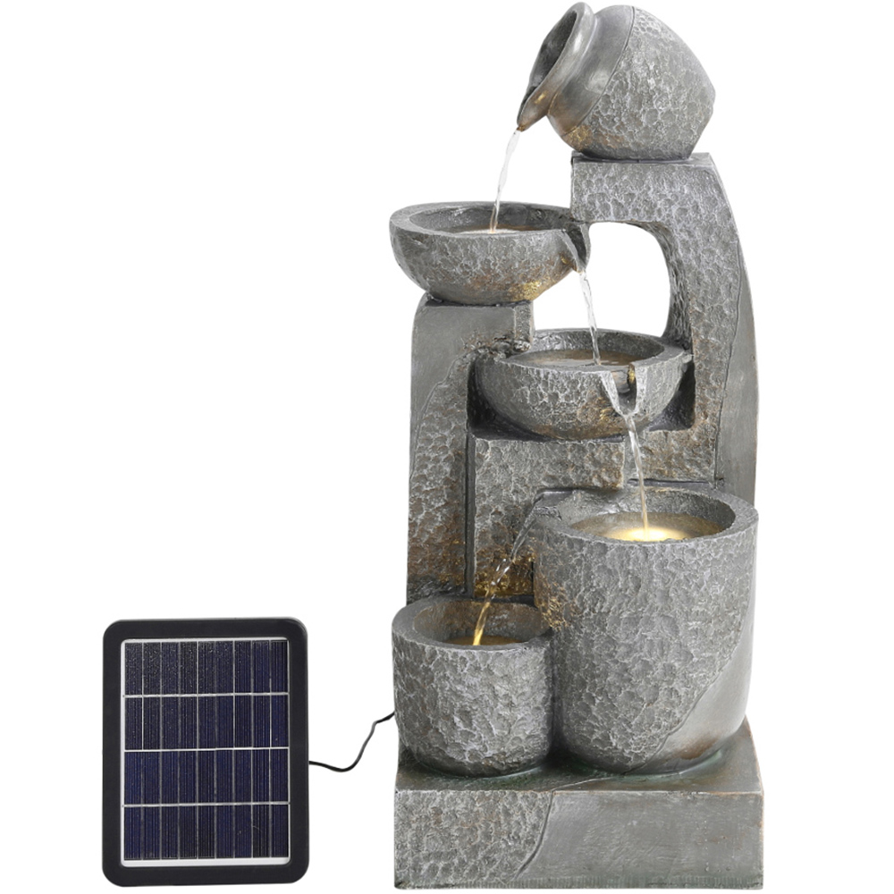 Living and Home Grey Cascade Solar Powered Water Feature Image 3