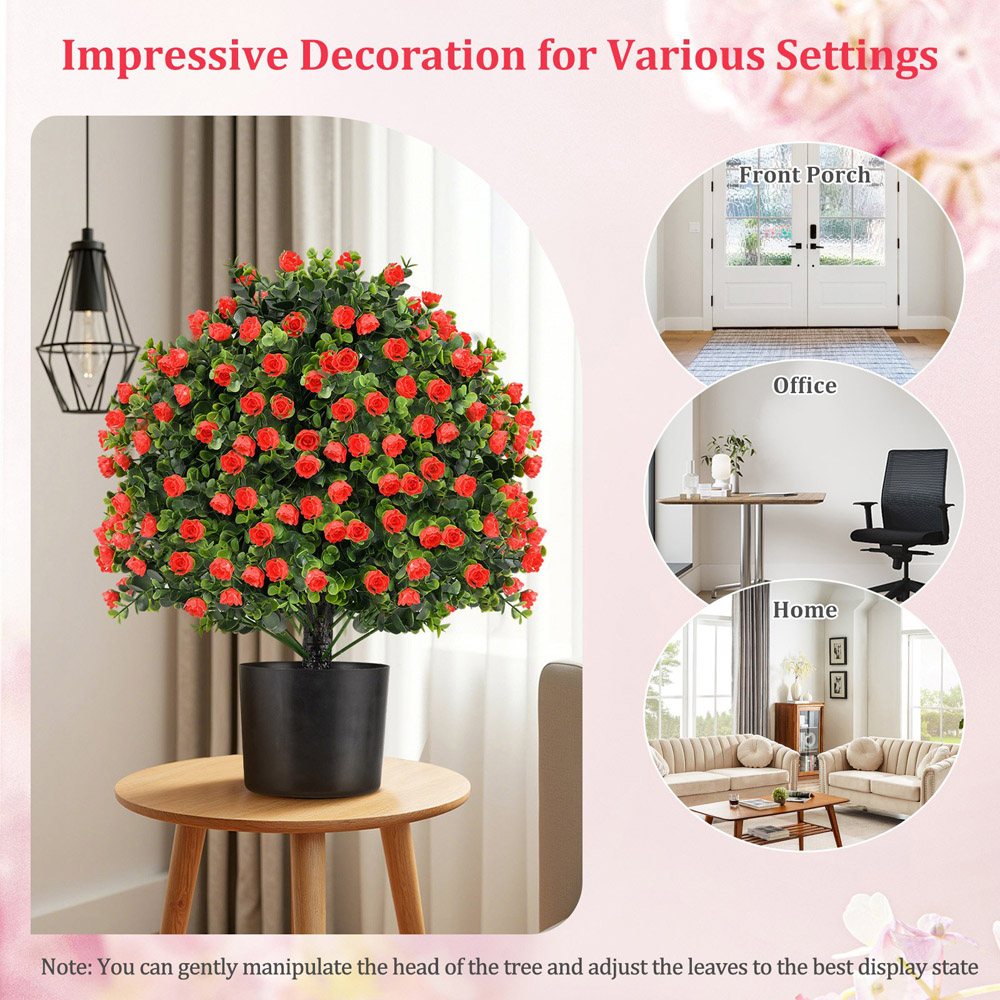 Costway Artificial Rose Topiary Ball Tree 2 Pack Image 7