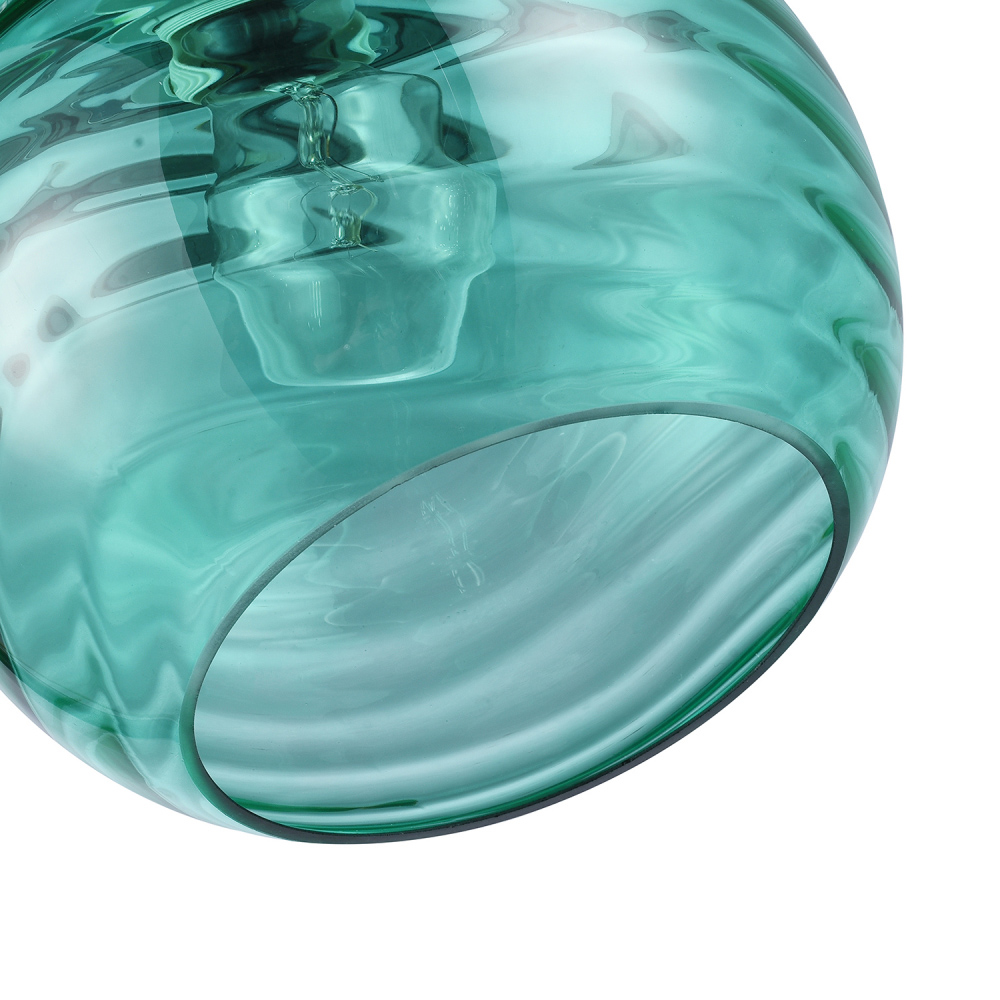 Happy Homewares Circular Ribbed Emerald Green Glass Non Electric Pendant Shade Image 4