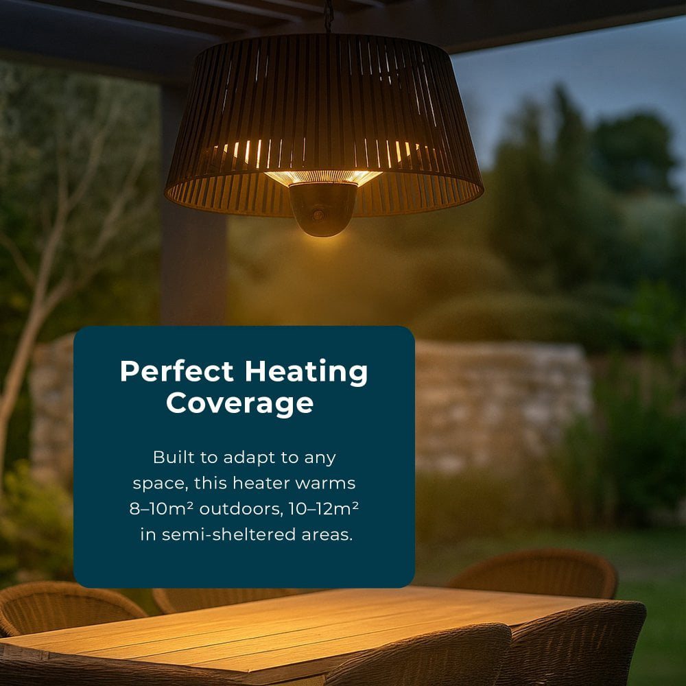 Jack Stonehouse Lunara Black Hanging Lampshade Style Halogen Patio Heater 1500W Image 4