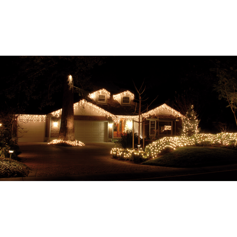 Festive 960 Warm White LED Snowing Icicle Lights with 4 Way Snowfall Function 23.8m Image 2
