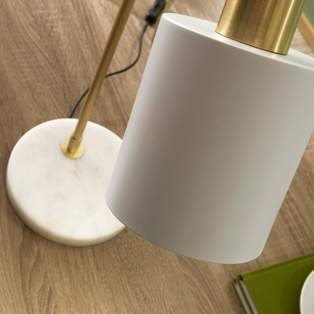 Pacific Lifestyle Biba White and Gold Marble Footed Table Lamp Image 3