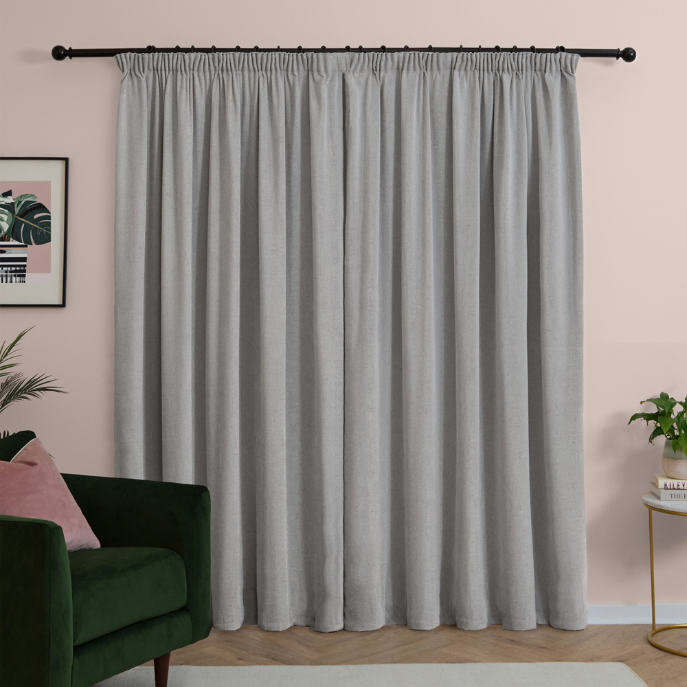 Furn Soft Chenille Silver Blackout Pencil Pleat Curtains 117 x 183cm Image 2