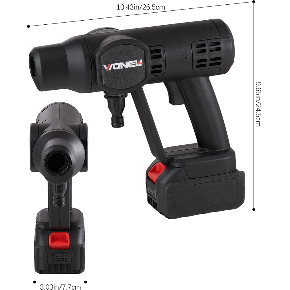 Living and Home GT200048 450W Black Electric Handheld Pressure Washer with 2 Batteries and 5m Hose Image 9