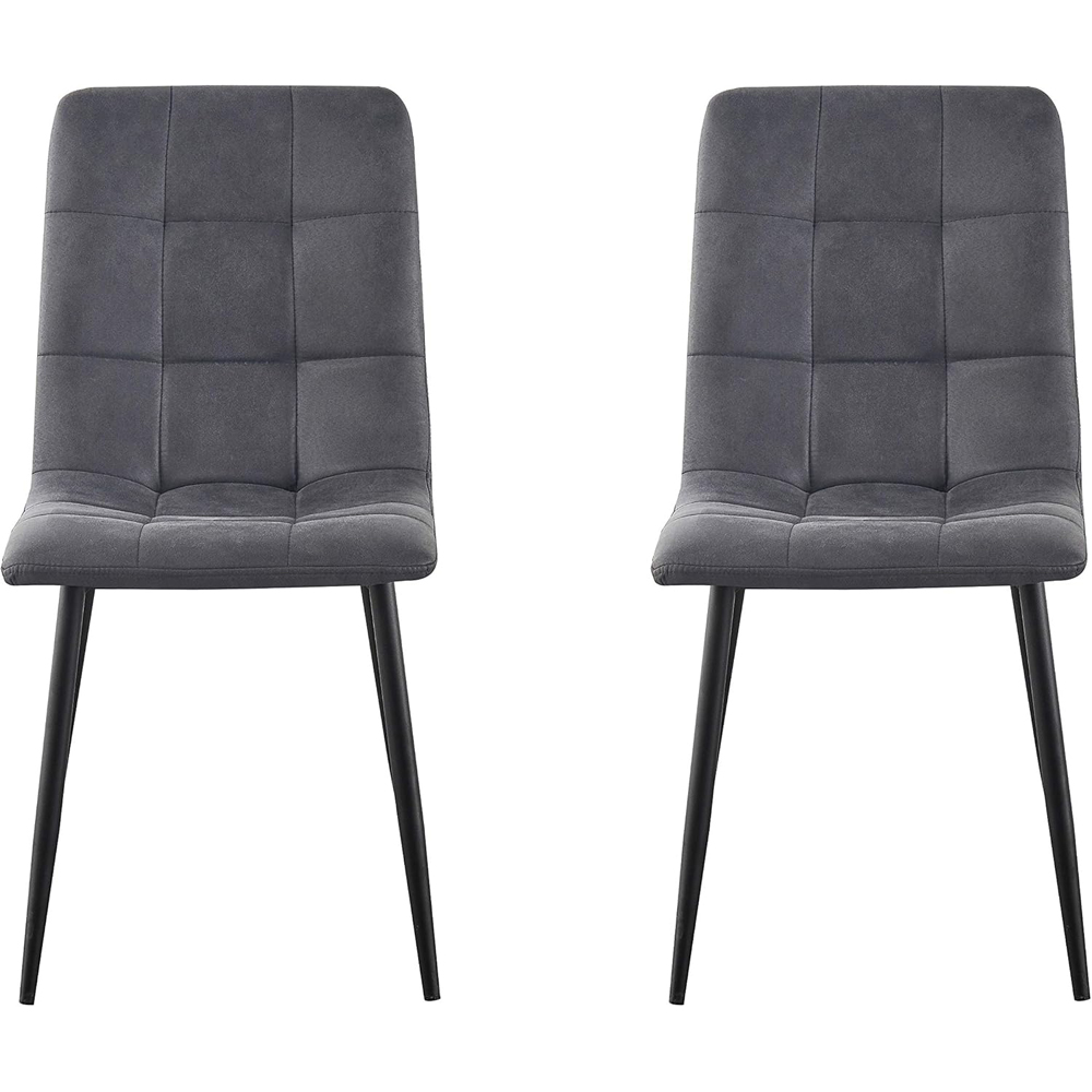Henri Set of 4 Dark Grey Faux Suede Leather Dining Chairs Image 3