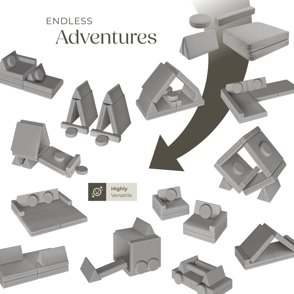 tectake Lilly Grey 8 Piece Thick Padding Kids Sofa Image 7