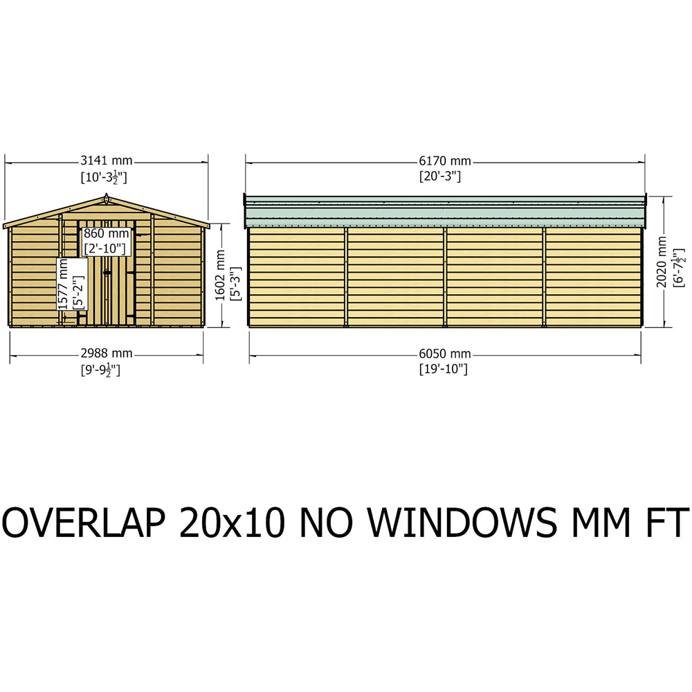 Shire 10 x 20ft Double Door Overlap Apex Wooden Shed Image 7