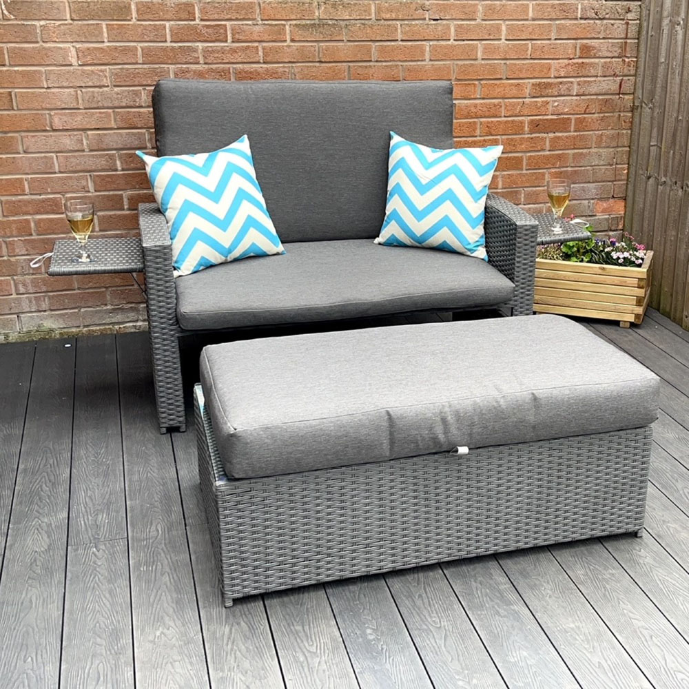 Outdoor Living Oasis 2 Seater Grey Sofa Daybed Set Image 5